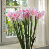 Ourwarm 3Pcs Iris Artificial Fake Silk Flowers Plant Branch Bouquet Real Touch Dinner For Home Table Wedding Party Decoration