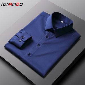 Men's Casual and Fashionable Long Sleeved Solid Color Shirt Non Ironing and Wrinkle Resistant Business Top