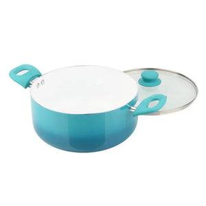 Mainstays Ceramic Nonstick 12 Piece Cookware Set, Teal Ombre, Hand Wash Only