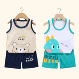 2PCS Sets Summer Cotton T-Shirts Shorts Boys and Girls