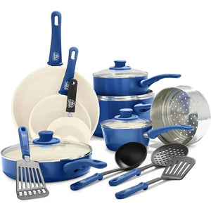 Blue Cooking Pots Sets Non Stick PFAS-Free Non-stick Cookware For Kitchen Cookware Set Dishwasher Safe Offers Pot Dining Bar