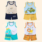 2PCS Sets Summer Cotton T-Shirts Shorts Boys and Girls